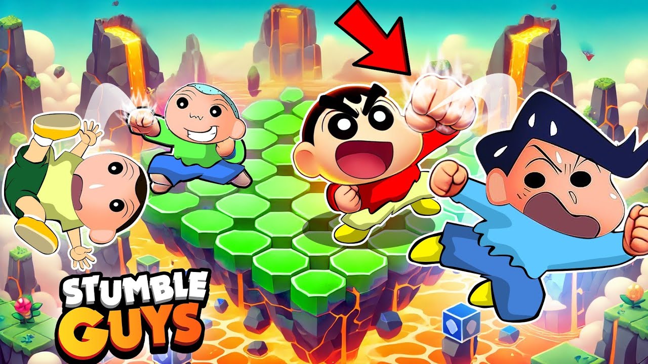 Shinchan Playing 3v3 Battle In Stumble Guys With Friends 😱 | Shinchan Stumble Guys | Funny Game 😂