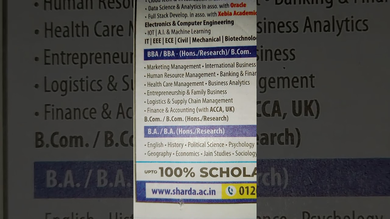 Sharda University (100% Scholarship)