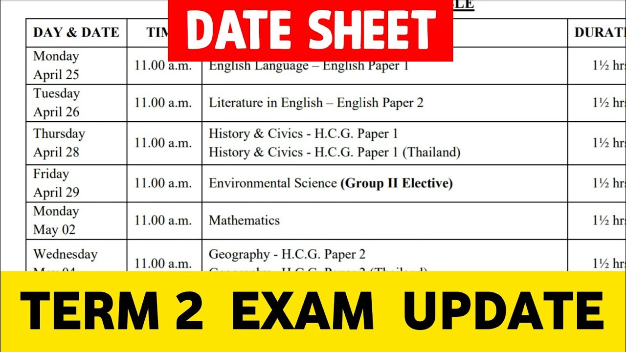 ICSE Semester 2 Exam Date 2022 Class 10 | Term 2 Date Sheet Class 10 Update