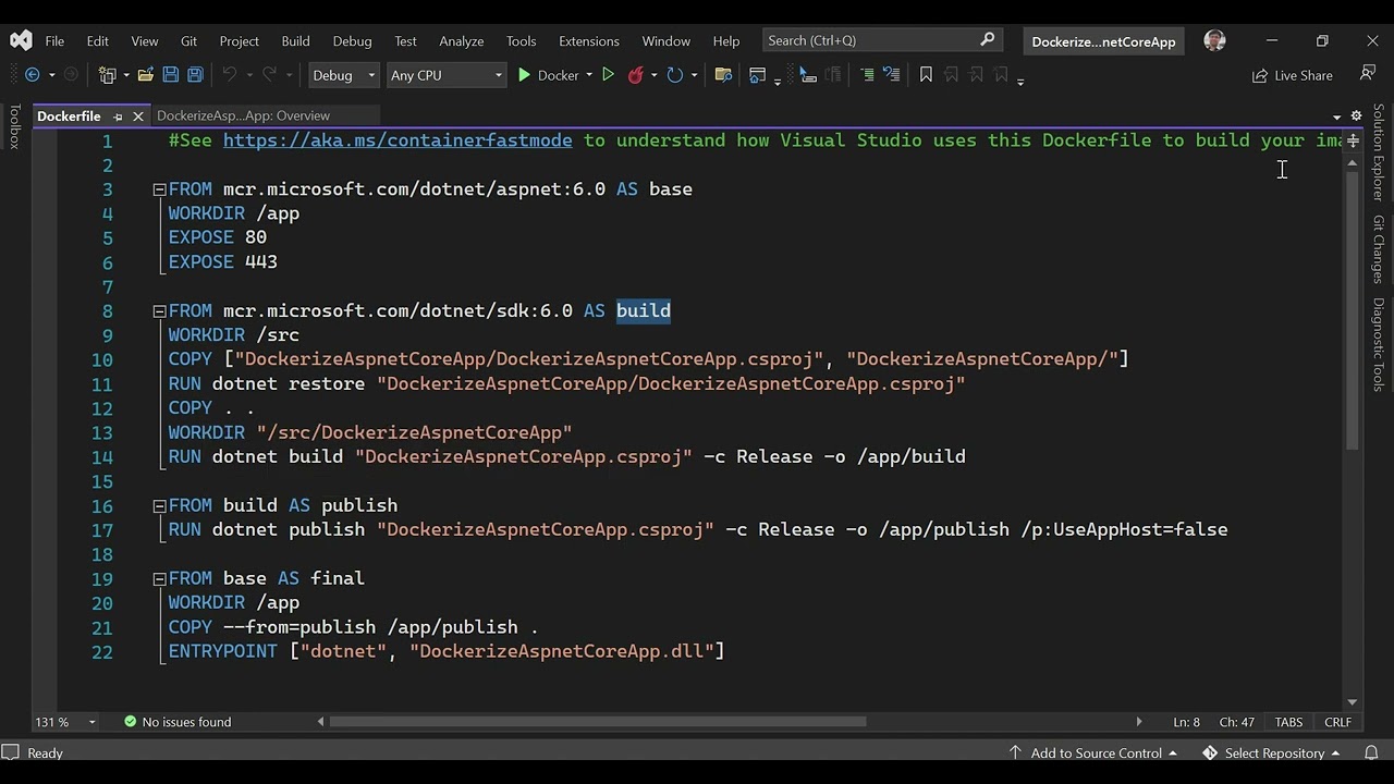 How to Dockerize ASPNET Core web API and Docker file stages interpretation
