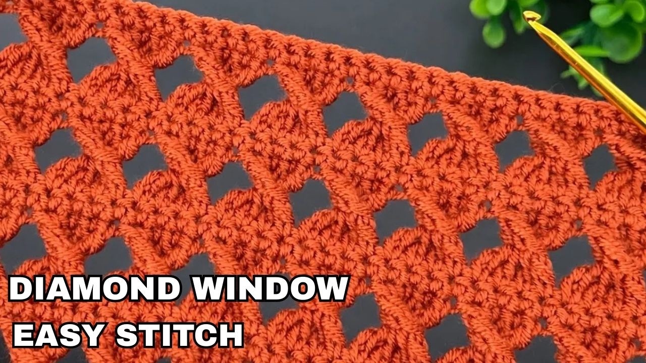 Easy Crochet Stitch for Blankets | Diamond Window Stitch (Interlocking Shells)
