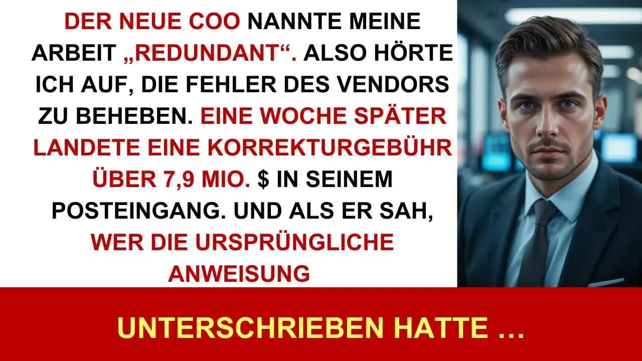 Neuer COO nannte meine Arbeit „redundant“ – dann kam eine Vendor Korrektur über 7,9 Mio  $
