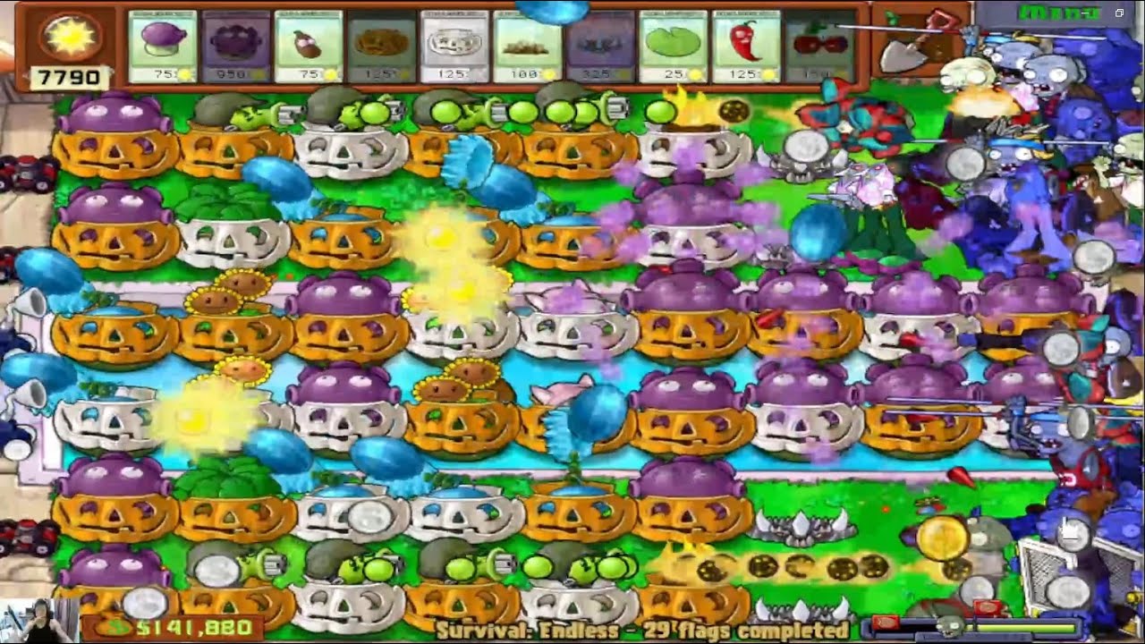 Plants Vs Zombies Survival Endless Hard 1-50 Flags