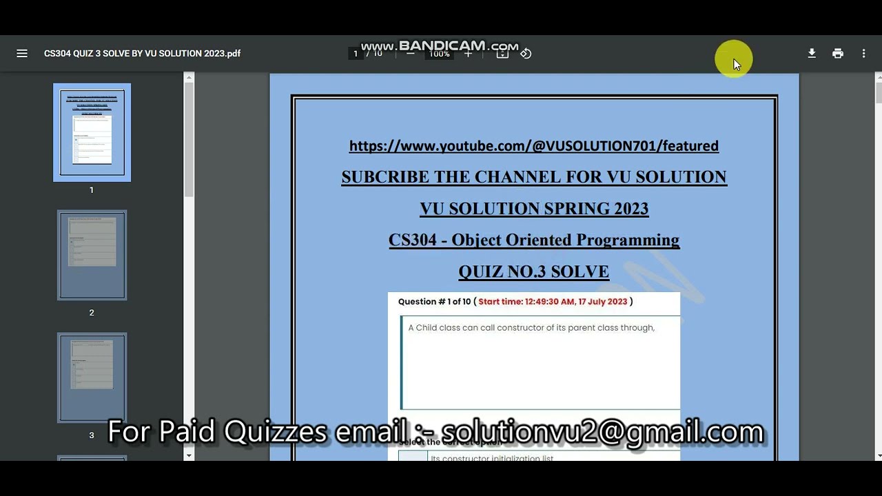 CS304 Quiz 3 SOLUTION 2023 || CS304 QUIZ 3 SOLUTION SPRING 2023