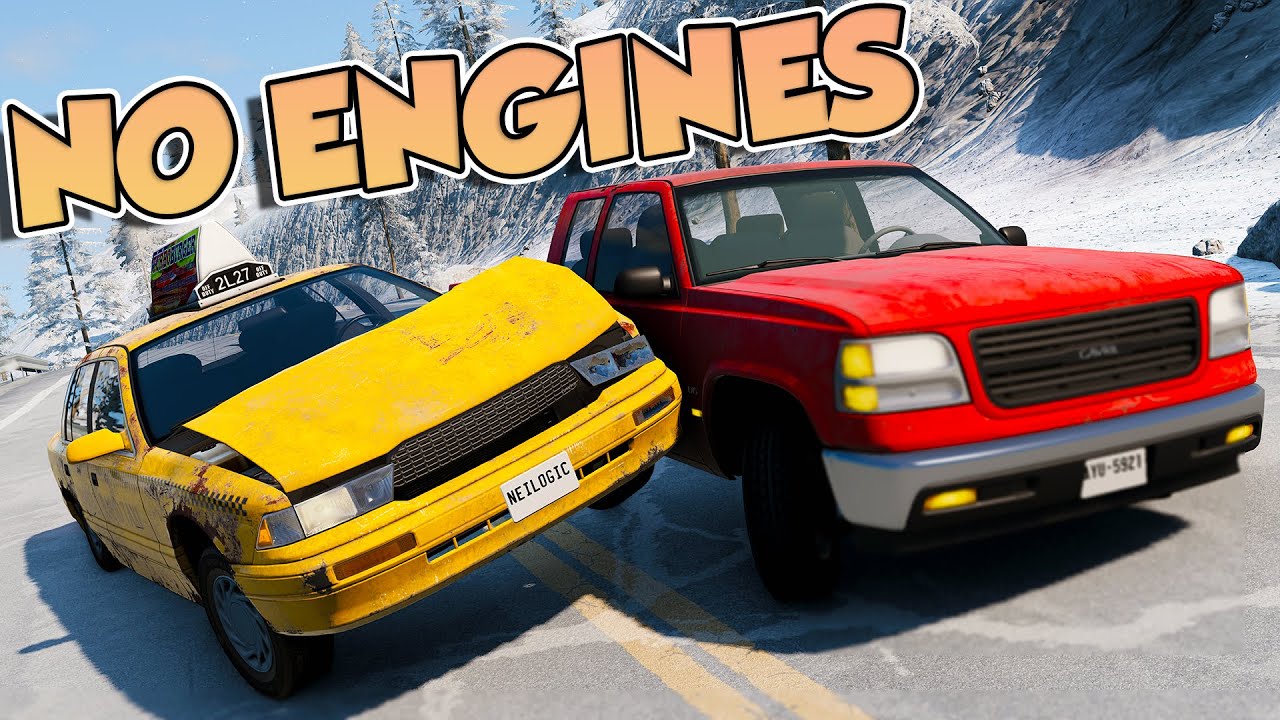 We raced cars with NO ENGINES down the biggest BeamNG Mountain...