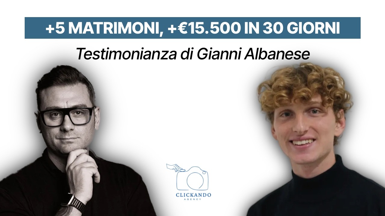 5 Matrimoni e +15500€ Generati nei primi 30 giorni, con Gianni Albanese, Fotografo di Andria 👌🎯