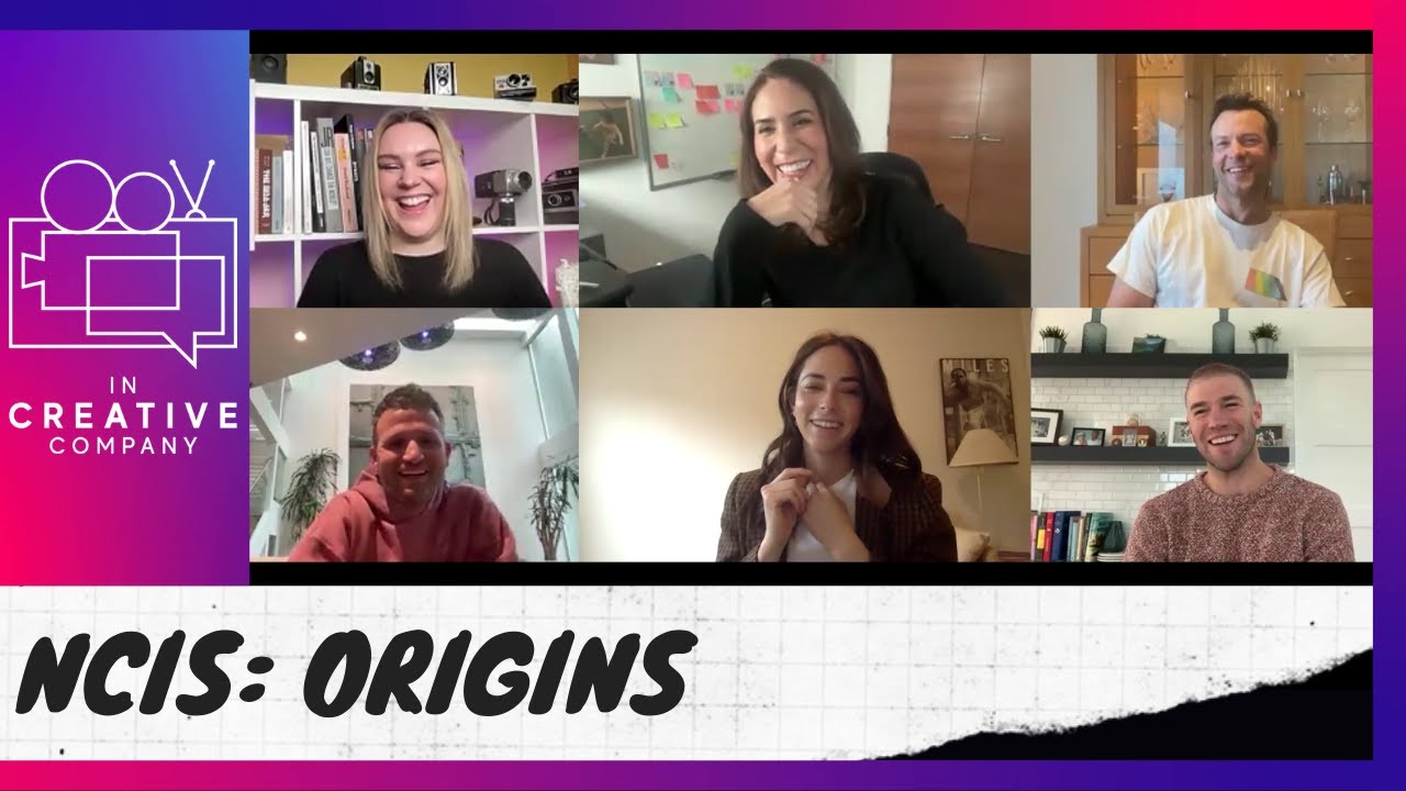 NCIS: Origins with cast Austin Stowell, Kyle Schmid, Mariel Molino and showrunners.