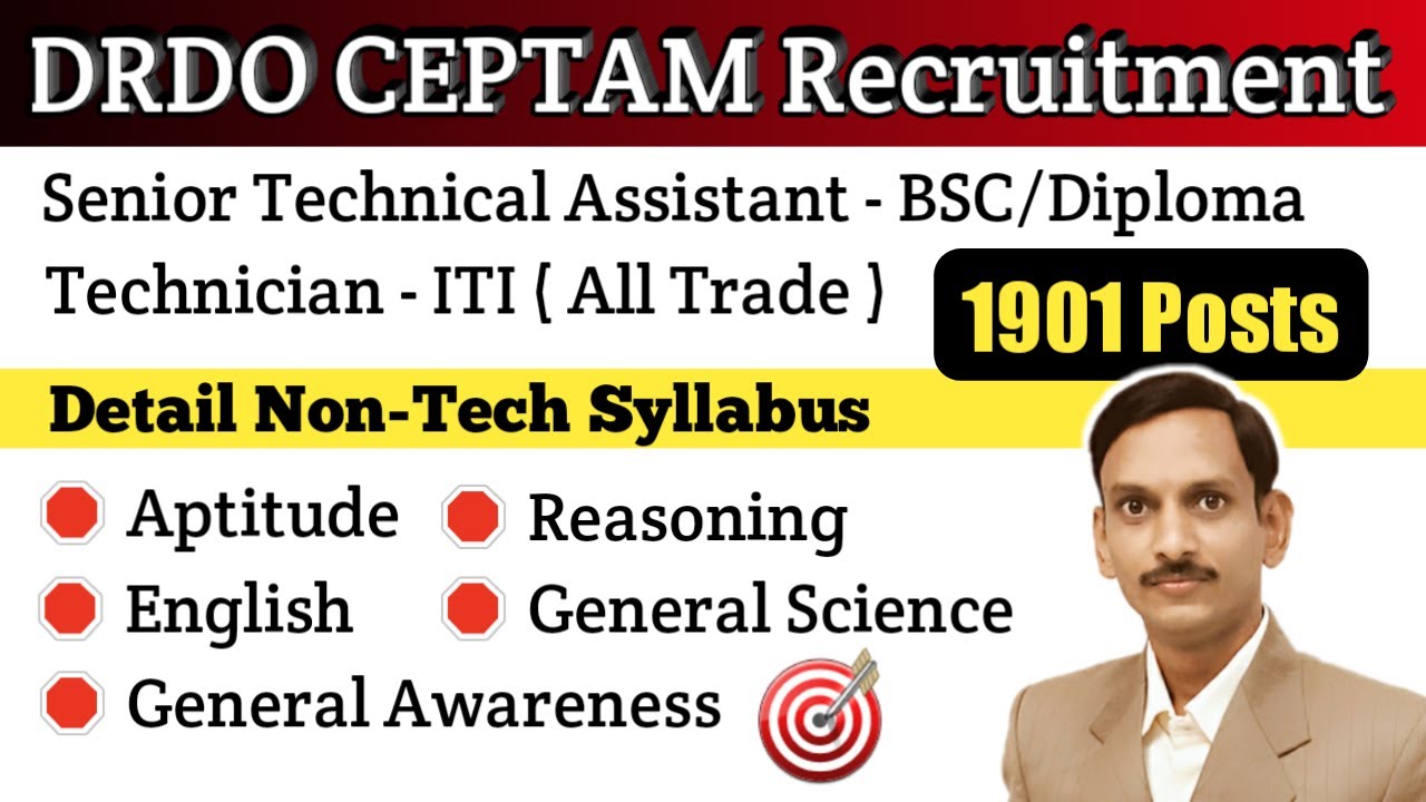 DRDO CEPTAM 10 Recruitment 2022 | STA | Technician I 1900 Posts | Non-Tech Syllabus |