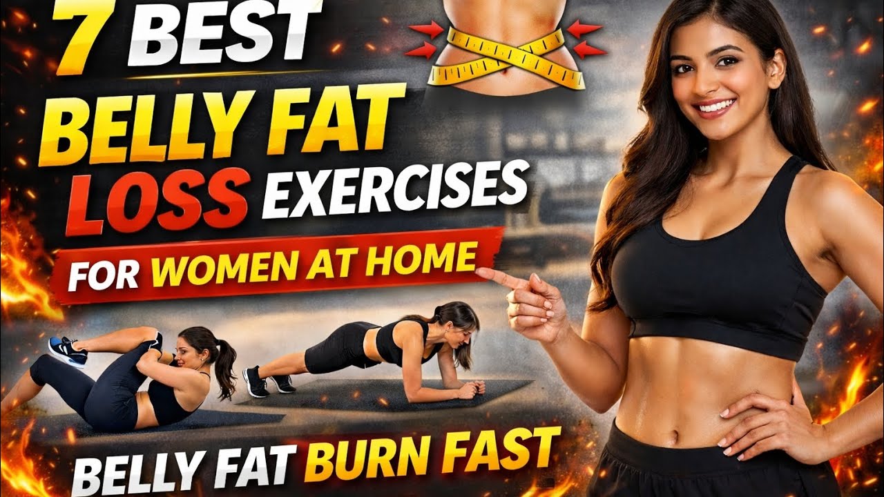 7 Best Belly Fat Loss Exercises for Women at Home | Fast Fat Burning Workout 🔥