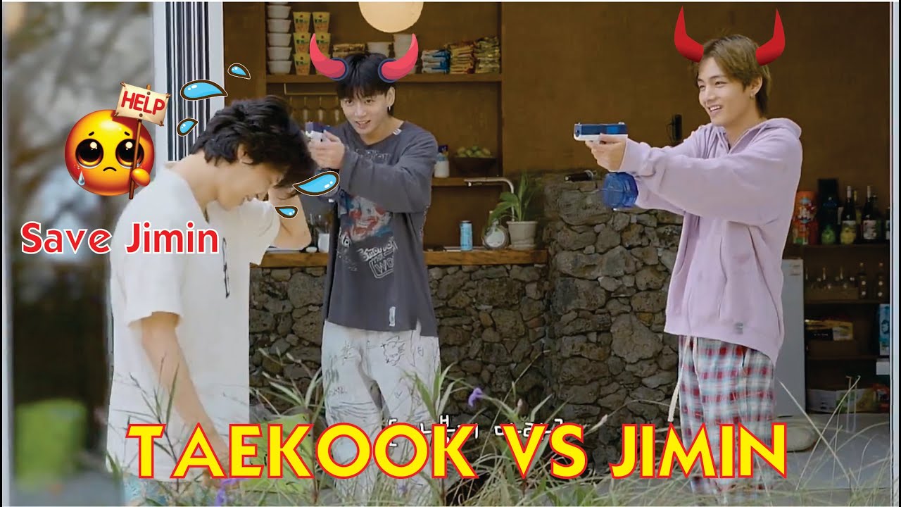 Save Jimin from naughty Taekook-BTS V & Jungkook funny moments with Jimin वी जंगकुक जिमिन मजेदार पल