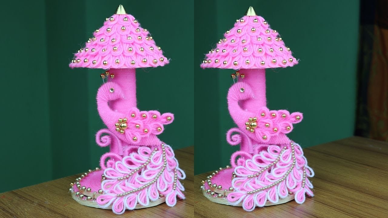 Amazing Peacock Design Woolen Showpiece - Woolen Craft Idea - Woolen New Design - Best reuse ideas