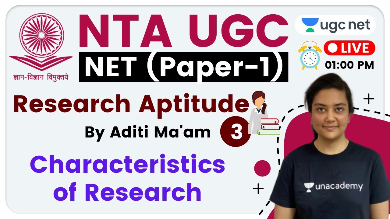 1:00 PM - NTA UGC NET 2020 | Research Aptitude by Aditi Ma'am | Characteristics of Research