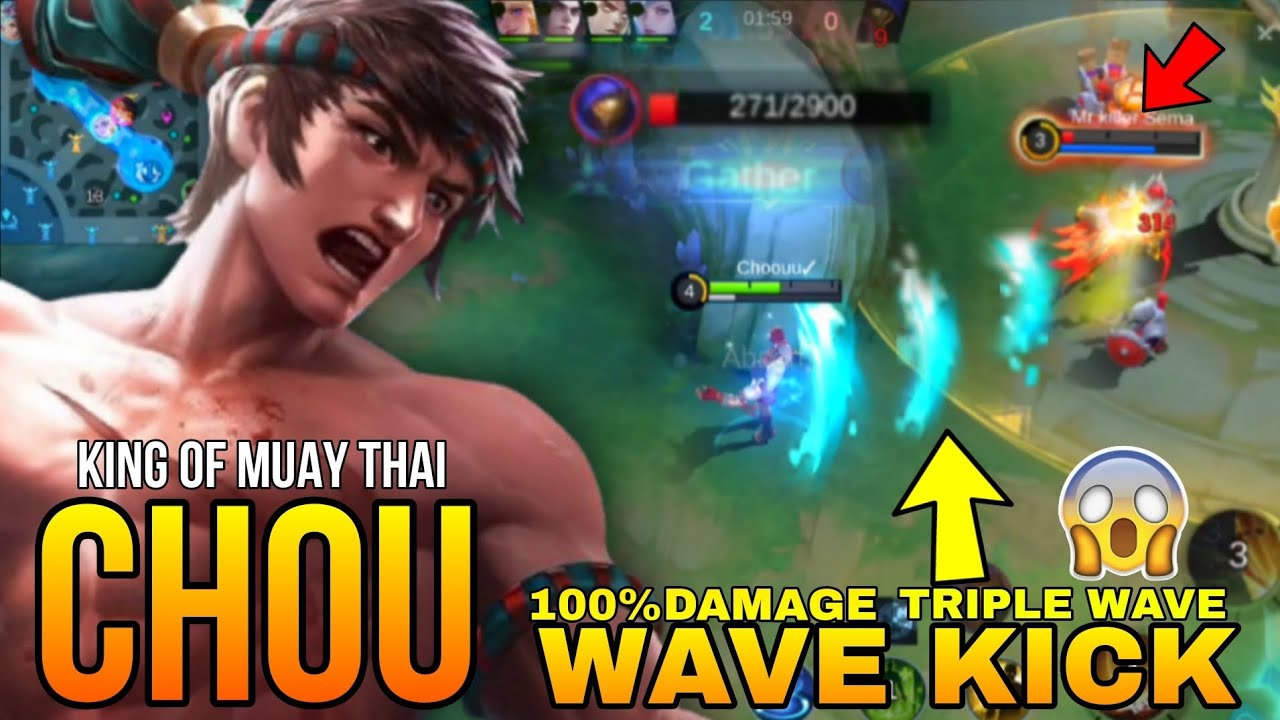 DAMAGE TRIPPLE WAVE KICK 😱🔥| TOP GLOBAL CHOU GAMEPLAY 
