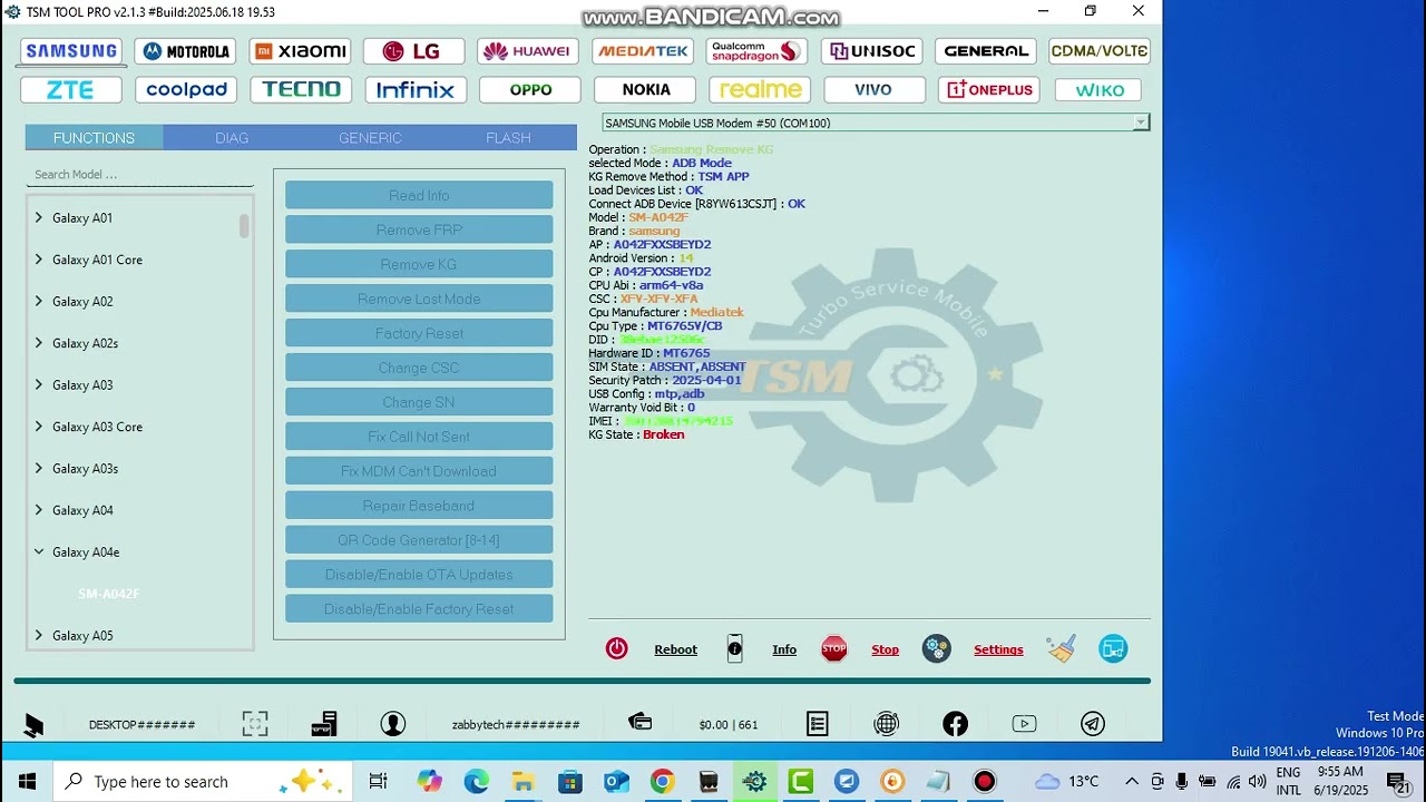 BOOM! SAMSUNG A042F U11 BYPASS WITH TSM TOOL PRO BY ZABBY TECH