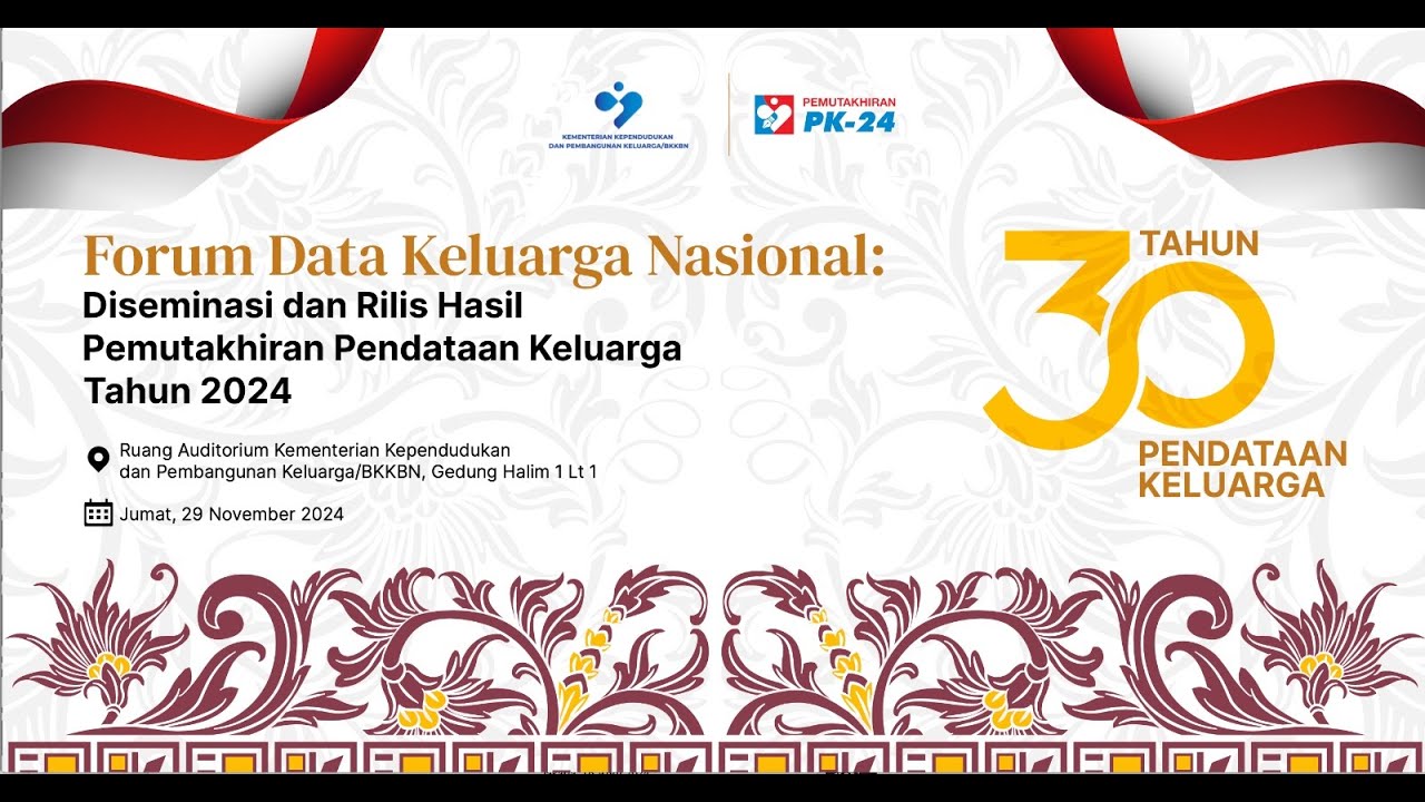 Forum Data Keluarga Nasional: Diseminasi dan Rilis Hasil Pemutakhiran Pendataan Keluarga Tahun 2024