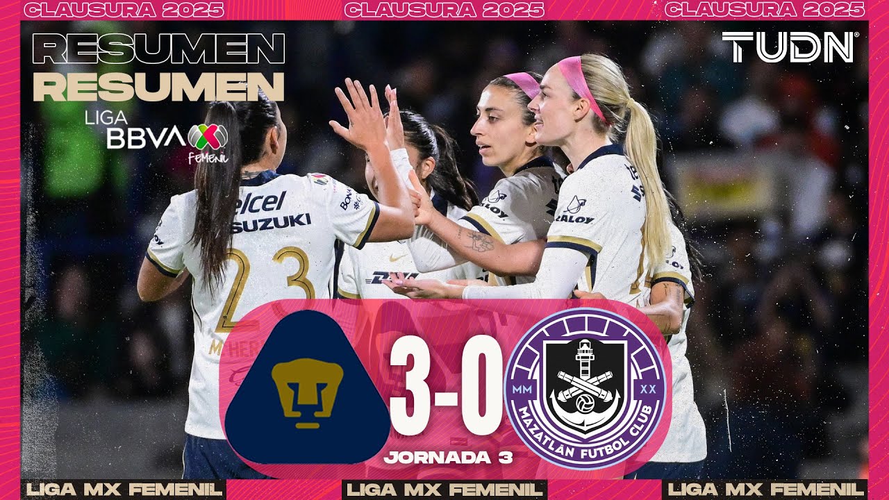 RESUMEN Y GOLES - Pumas vs Mazatlán | Liga MX Femenil - Jornada 3 Clausura 2026 | TUDN