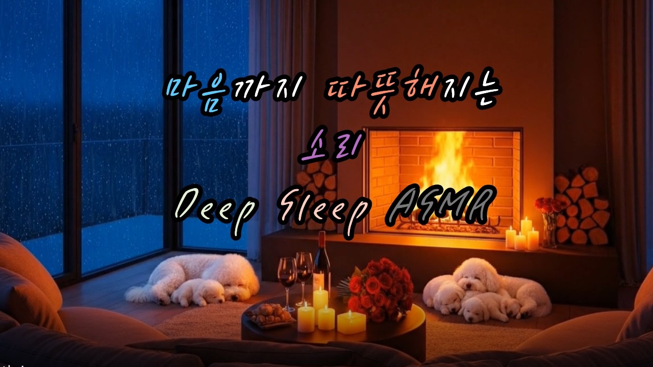 듣자마자 잠드는 소리 | 겨울밤 벽난로와 강아지 ASMR (8시간) The Coziest Night Ever 🔥 Fireplace & Snow Ambience for Sleep