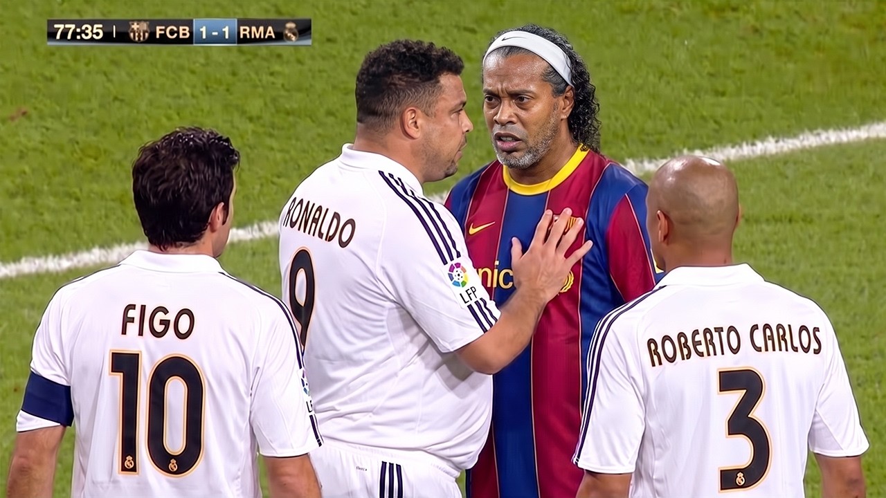 46 Years Old Ronaldinho MASTERCLASS vs Real Madrid Legends