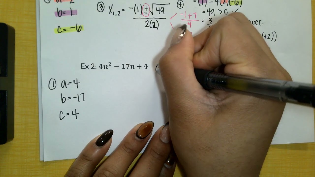 Lesson 33 - Factoring Using Quadratic Formula (DAY 3)