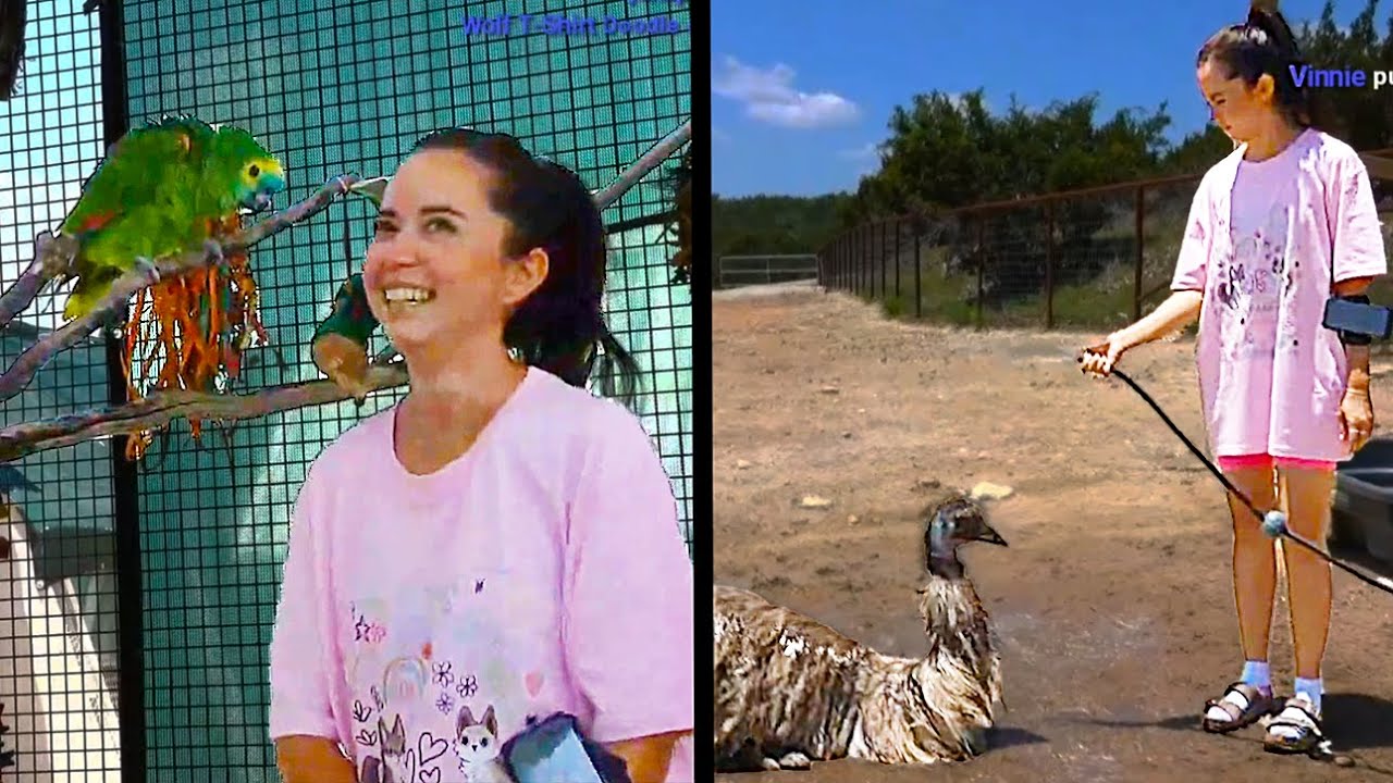 Maya gives Stompy a bath and visits the parrots at Alveus