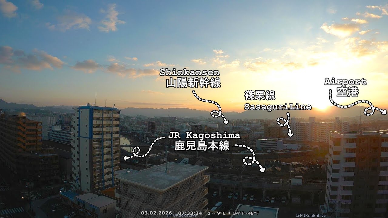 🔴 LIVE 20260203 ✈️ 福岡 飛行機スポッティング ✿ JR電車 ✿ 宇美川 箱崎 - 箱崎に向けて離陸