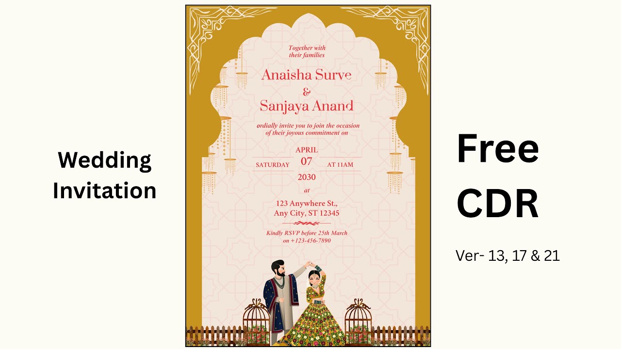 Wedding invitation card design tutorial in CorelDRAW | an elegant and attractive marriage card.