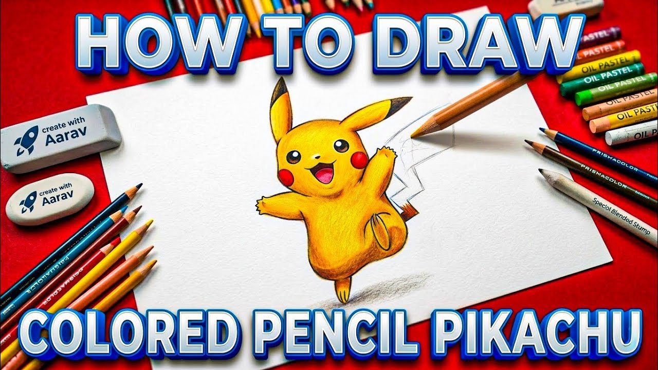 Easy Pikachu Drawing | Pokémon Art with Colored Pencils