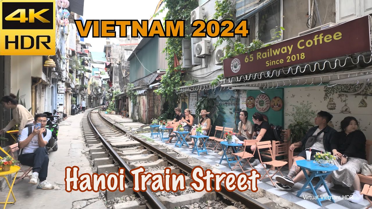 4K HDR | Walking Hanoi Train Street (Southern) -  Vietnam 2024