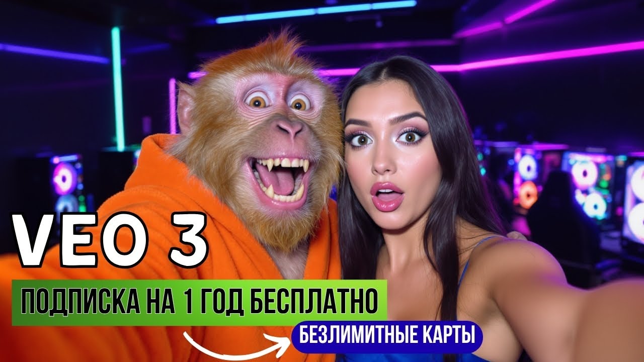 VEO 3 | БЕСПЛАТНАЯ ПОДПИСКА на 12 МЕСЯЦЕВ | БЕЗЛИМИТНЫЕ КАРТЫ