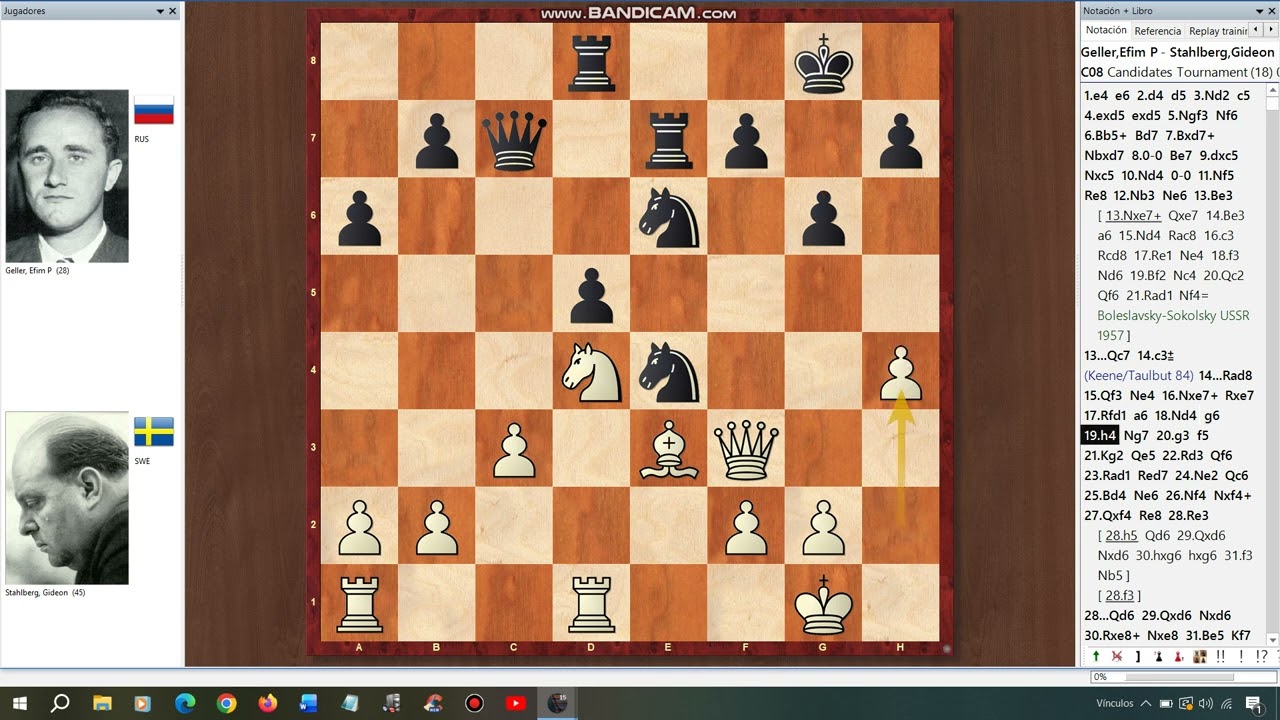 GELLER - STAHLBERG. TORNEO DE LA CANDIDATURA; ZÙRICH 1953. RONDA 18. DEFENSA FRANCESA.