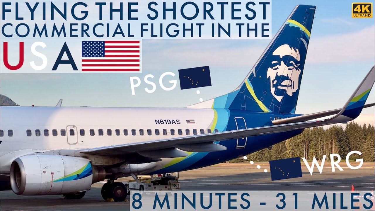 [4K] – Flying THE Shortest Commercial Flight In The USA – Alaska – Boeing 737-790 – PSG-WRG – AS64
