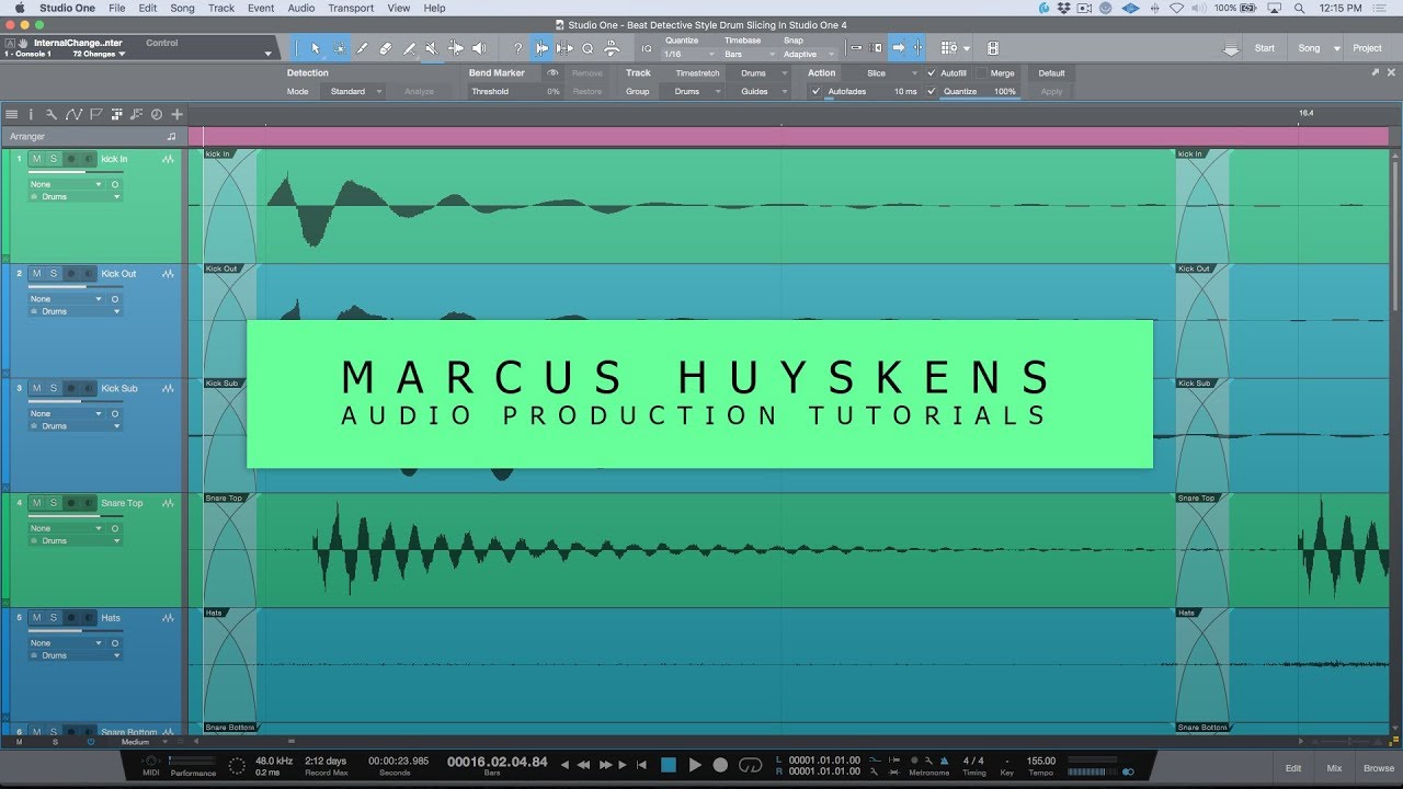Tutorial - Beat Detective Style Multitrack Drum Editing In Studio One 4 [Updated for Version 3.3+]