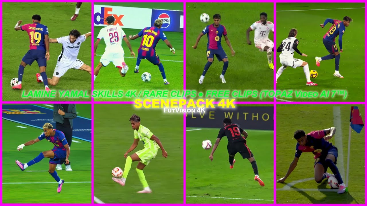 Lamine Yamal Skills 4K / RARE CLIPS ● FREE CLIPS ● SCENEPACK 4K ( TOPAZ Video AI 7™ )