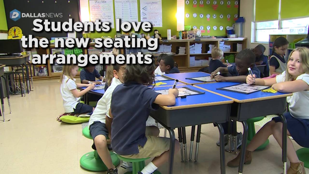 Wiggling students use Wobble Chairs to help them focus
