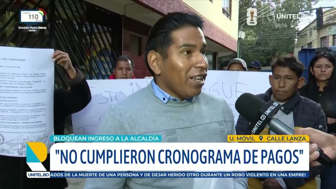 Empresas constructoras bloquean inmediaciones de la Alcaldía de Cochabamba exigiendo pagos atrasados