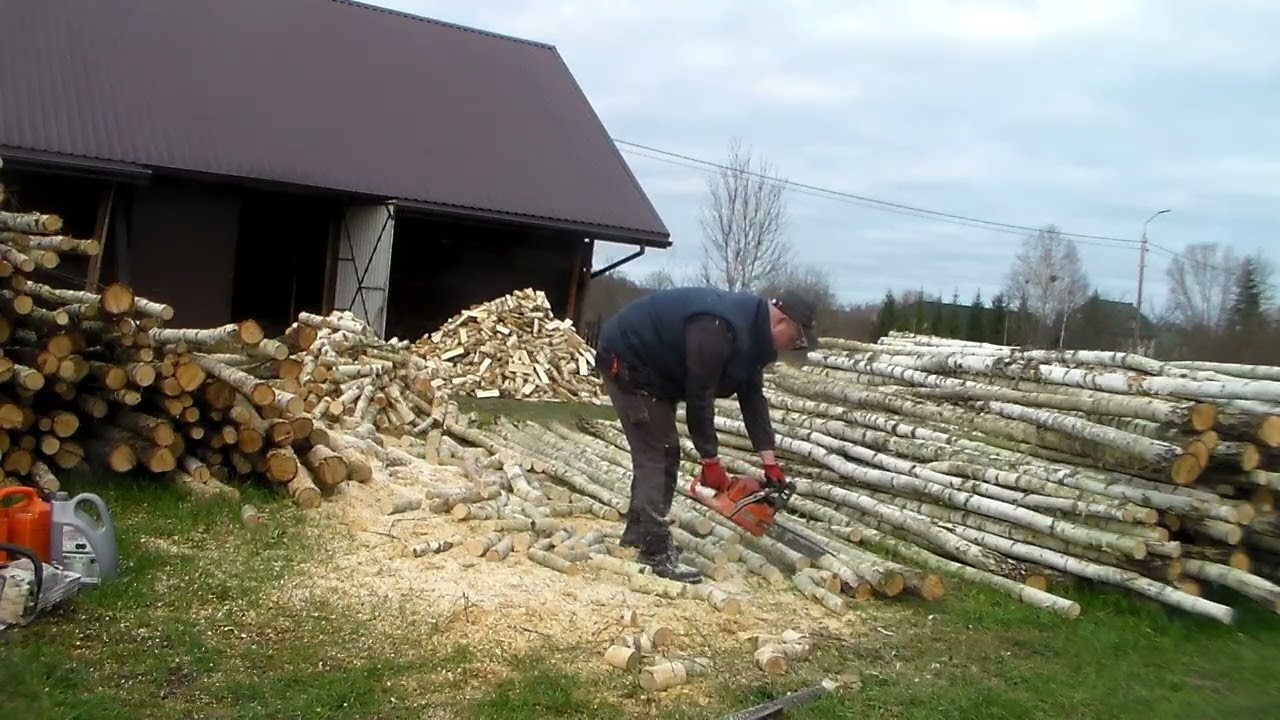 Husqvarna 350 akcja drzewo na opał 