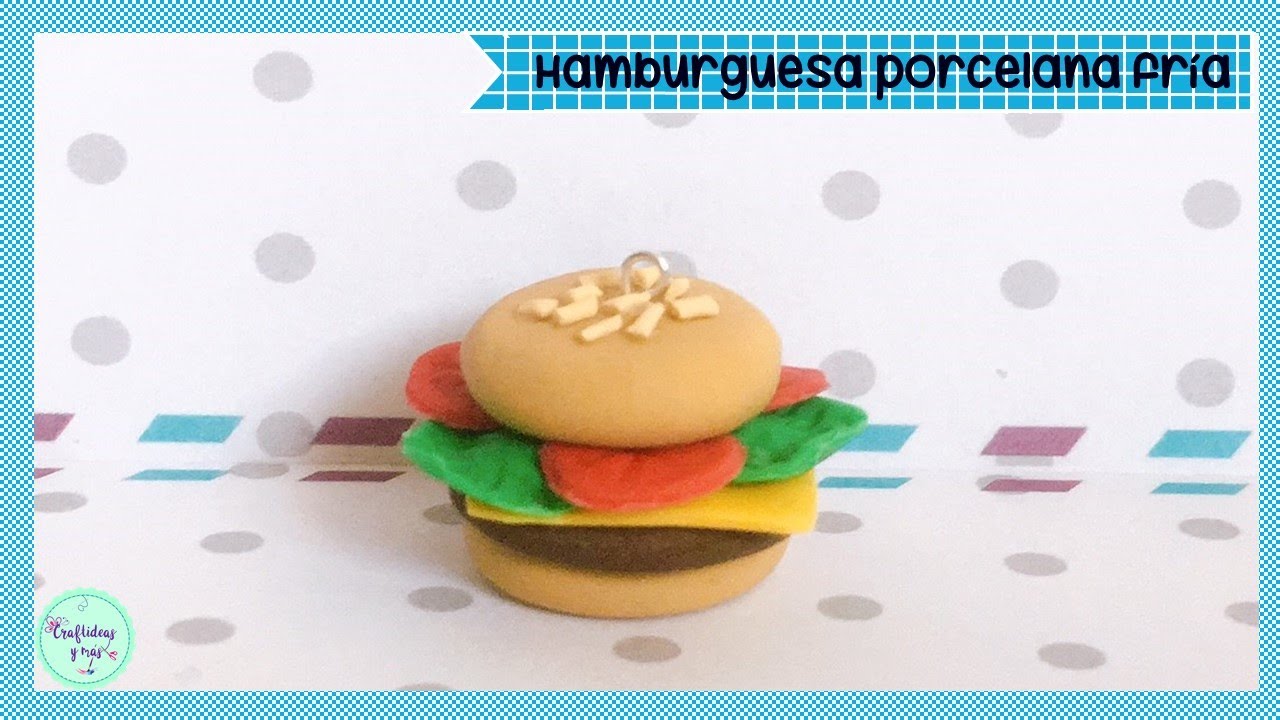 Porcelana Fría: Hamburguesa/ polymer clay/ llavero/ dije / pasta flexible / fácil
