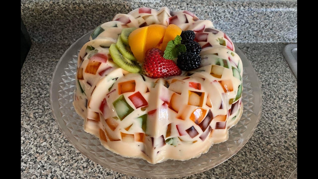 Gelatina de mosaico, tres leches sabor durazno