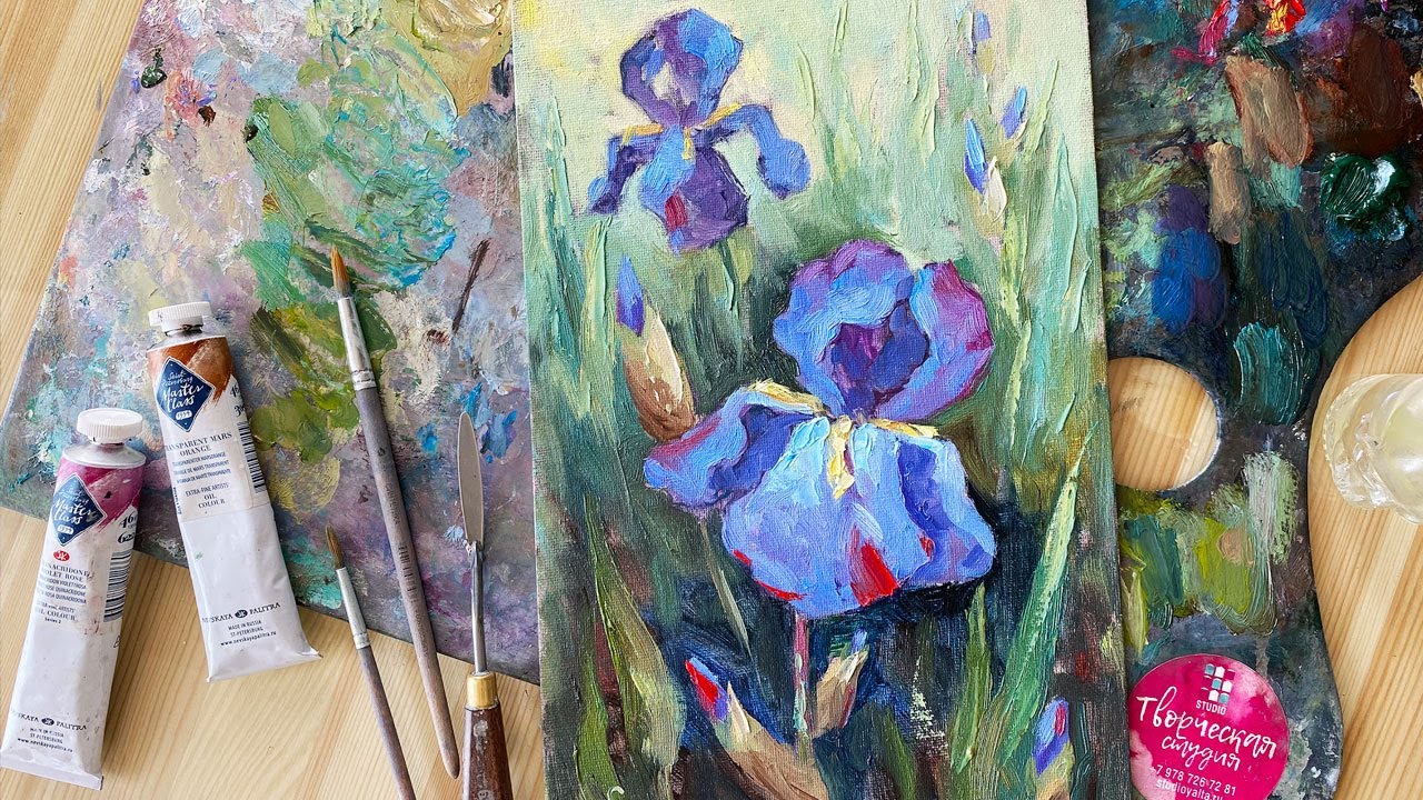 Полный мастер-класс по живописи маслом. Ирисы