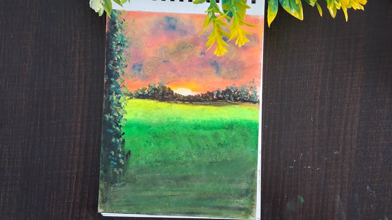 Paint with me🌸#acrylicscenery #landscapedrawing #naturelandscape#drawing #easypanting#easypanting