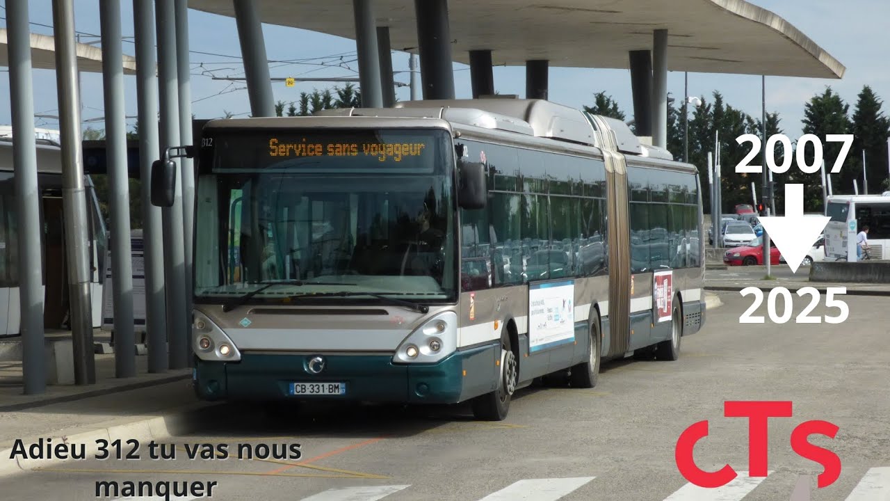 Le dernier Irisbus citelis 18 GNV €4 de la CTS n°312 en service de 2007 jusqu'au 06/08/2025