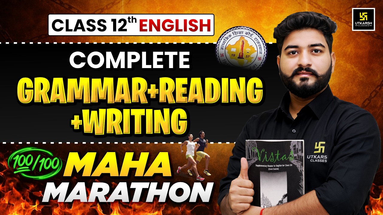 RBSE Class 12 English Grammar, Writing & Reading Section One Shot 🔥 | Board Exam 2026 | Mohit Sir