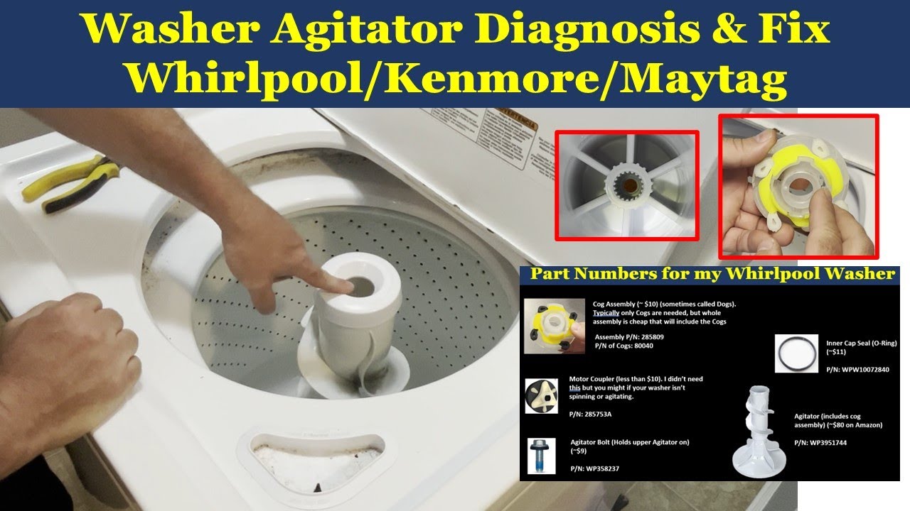 Washing Machine Agitator Fix. Whirlpool Kenmore Maytag top load washer not agitating. Diagnosis DIY.