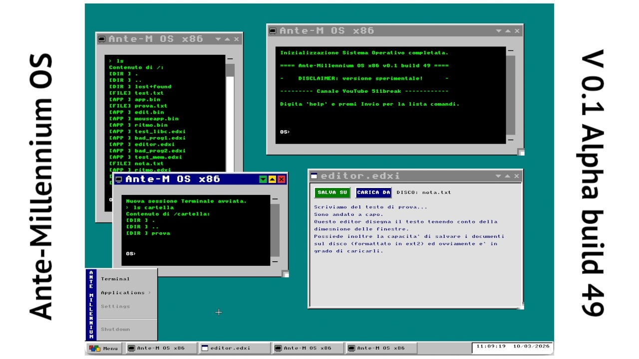 Ante-Millennium OS - Il mio vero OS scritto da zero - nuova build 49