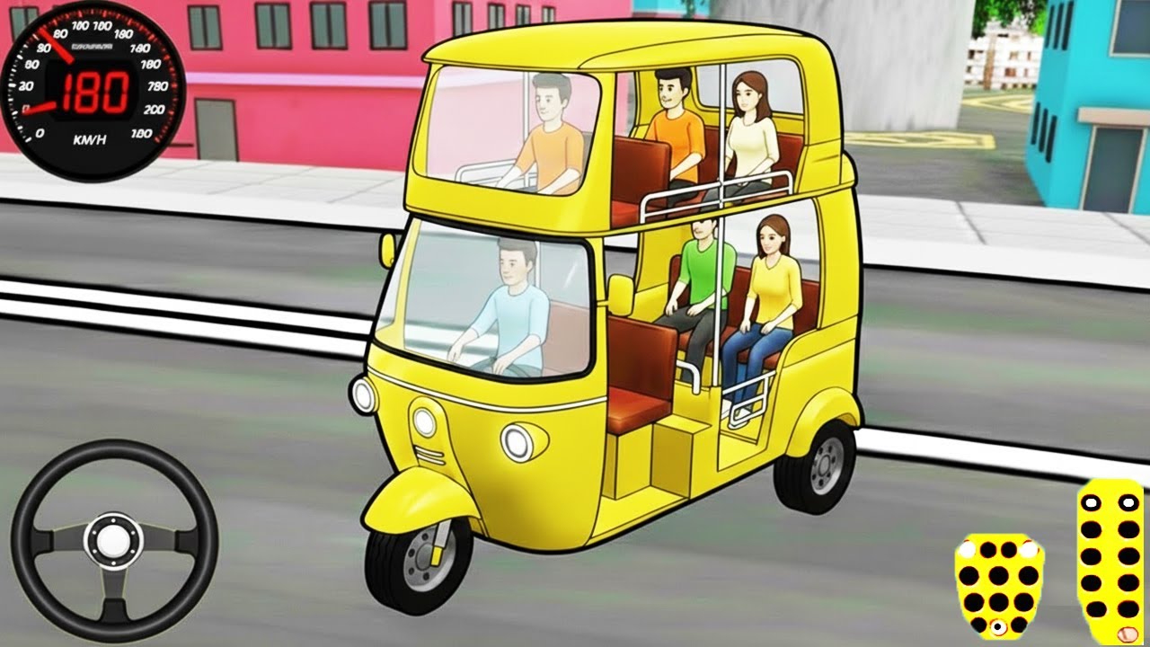 Double Decker Tuk Tuk Auto Rickshaw Driving Game - Auto Rickshaw Taxi Game - Android Gameplay