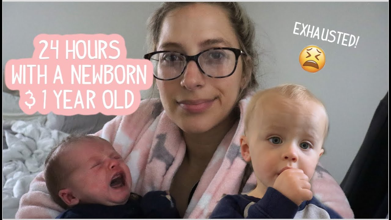 24 HOURS WITH A NEWBORN & 1 YEAR OLD!  Realistic Day in the Life