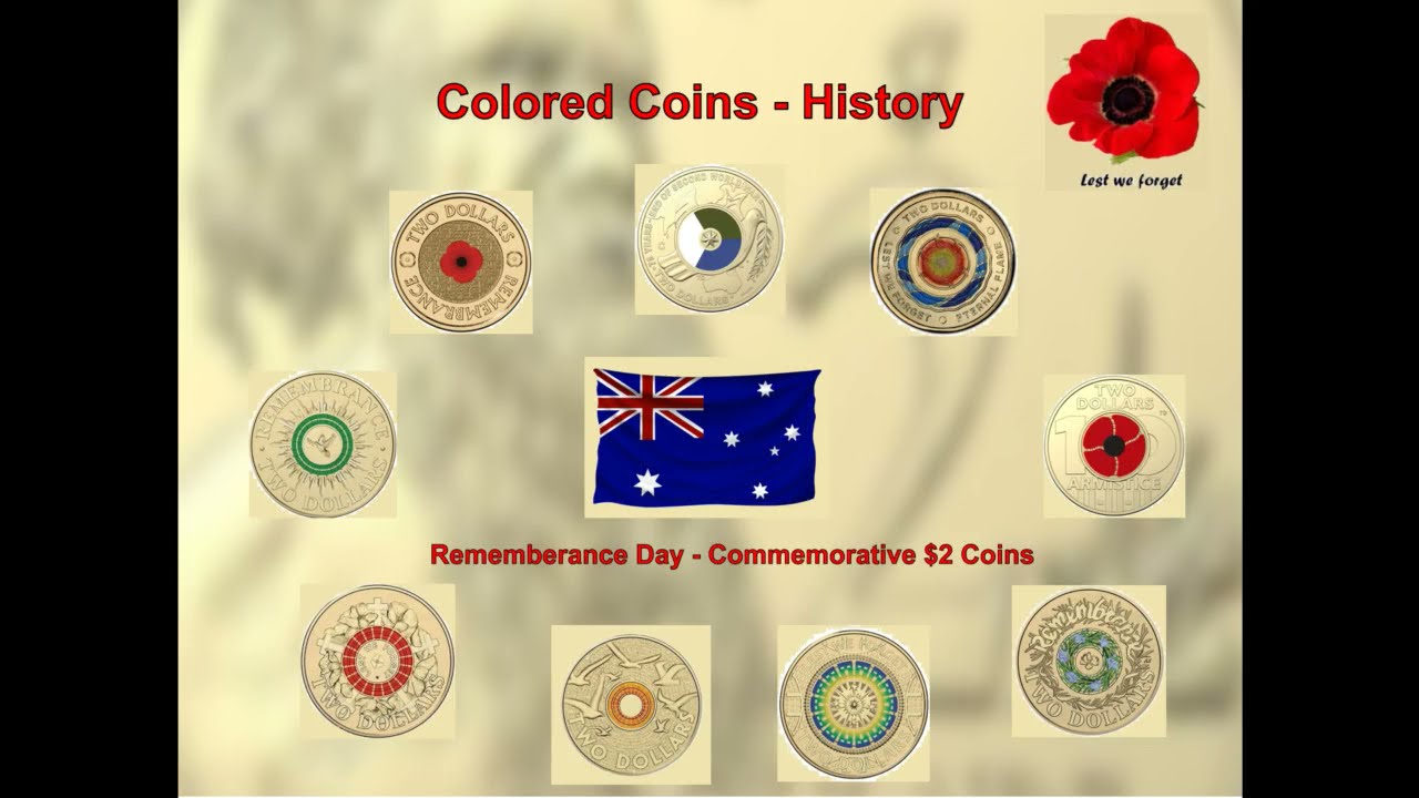 Colored Coins - Australian $2 Remembrance Day Coins!