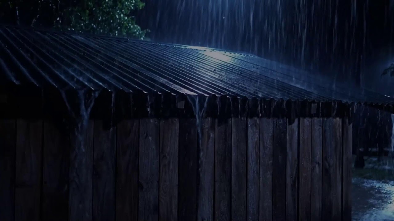 Dark Rainy Rooftop Ambience with Soft Thunder | Stress Relief ASMR Soundscape