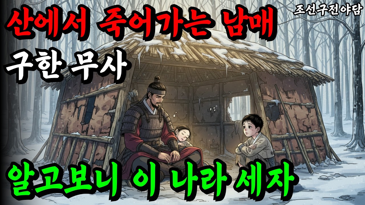 한 겨울 산속에 버려진 남매를 구한 무사.  알고보니 이 나라 세자