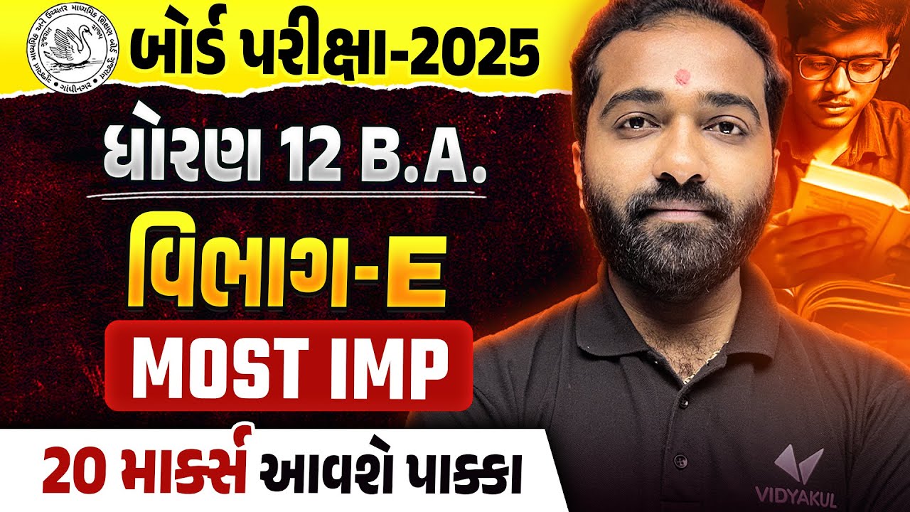 Std 12 BA Board Exam Section E Most IMP | Dhoran 12 BA Exam IMP 2025 | Mayur Sir